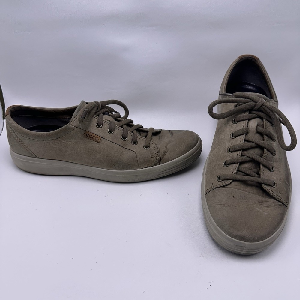 Ecco Soft 7 Mens Size EU 46 US 12 Shoes Casual Low Top Taupe Slate Gray Lace‎ Up